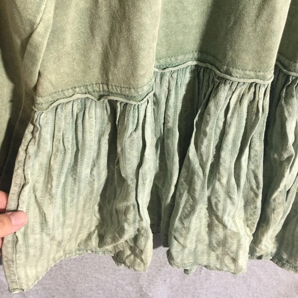 Womens Easel Blouse Mixed Texture Sage Green Boho Beachy Festival Long Sleeve - Picture 2 of 6